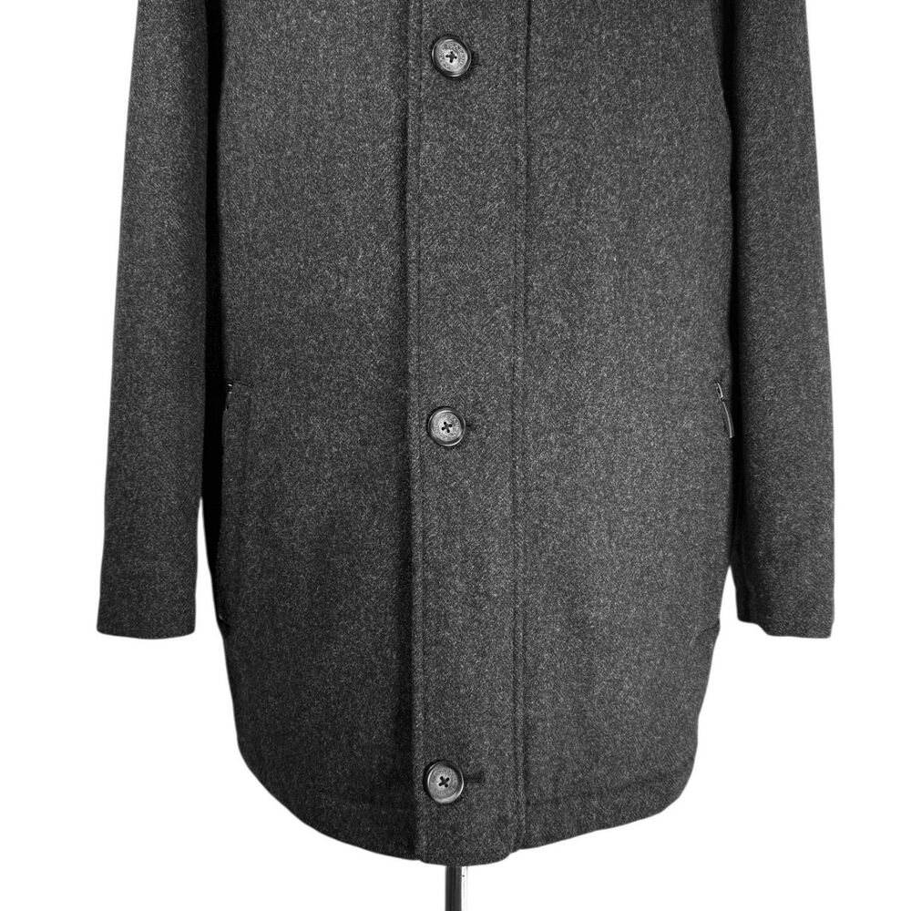 Jos. A. Bank Jacket Mens Large Gray Wool Blend Insulated Full Zip Overcoat - Picture 9 of 11